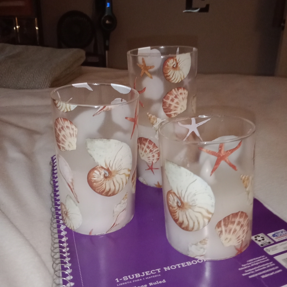 Set of flameless beach theme candles